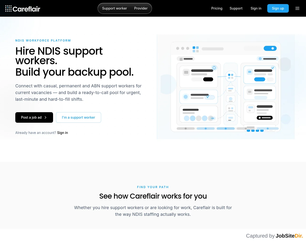 Careflair website screenshot