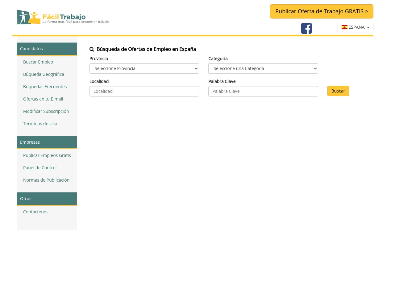 Facil Trabajo website screenshot