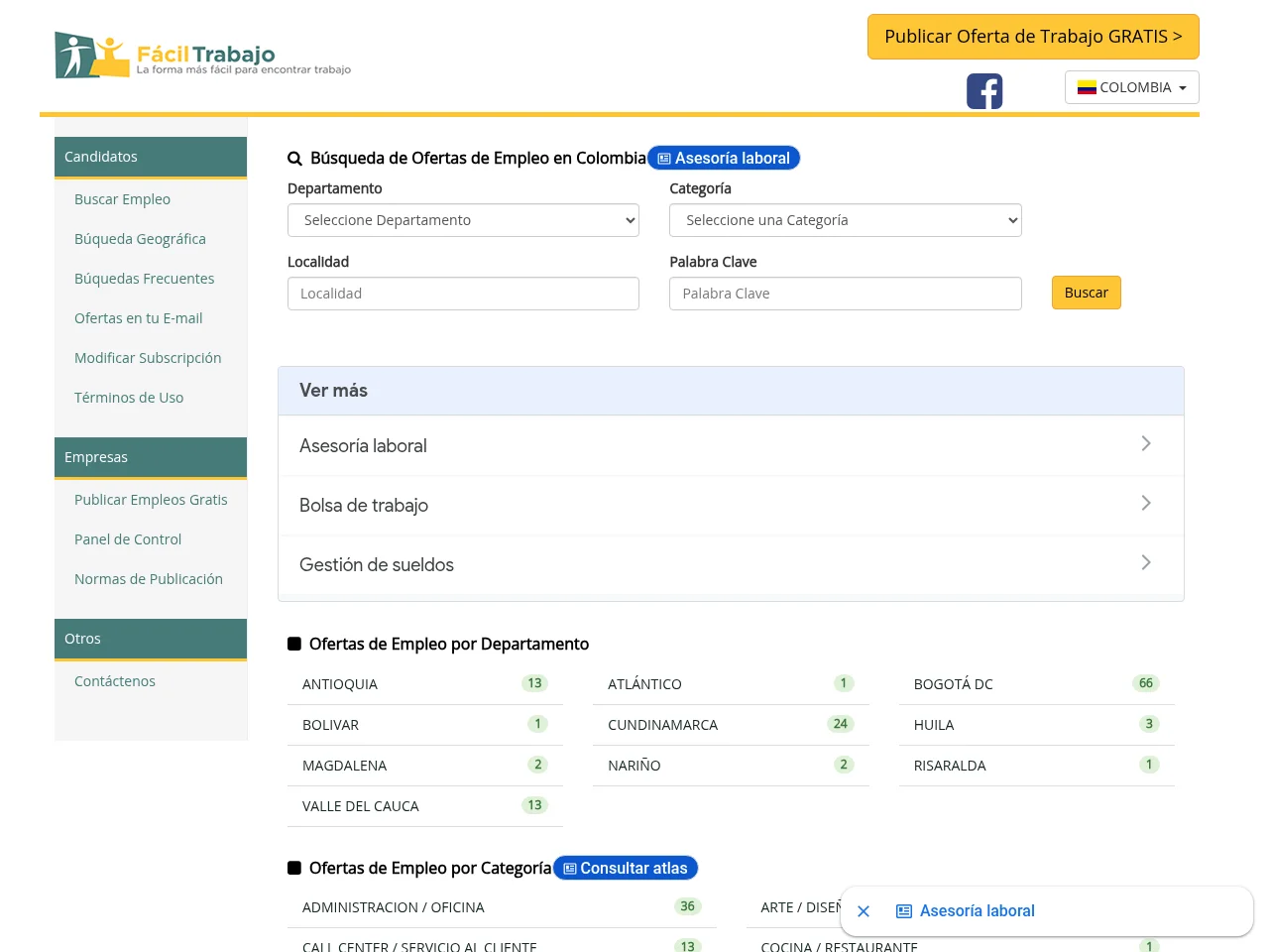 Facil Trabajo website screenshot