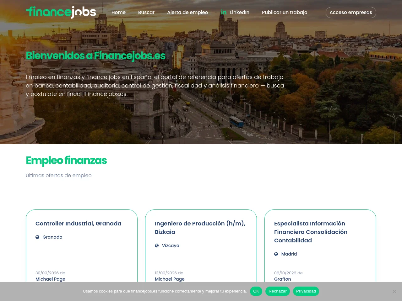 Financejobs screenshot Financejobs website screenshot