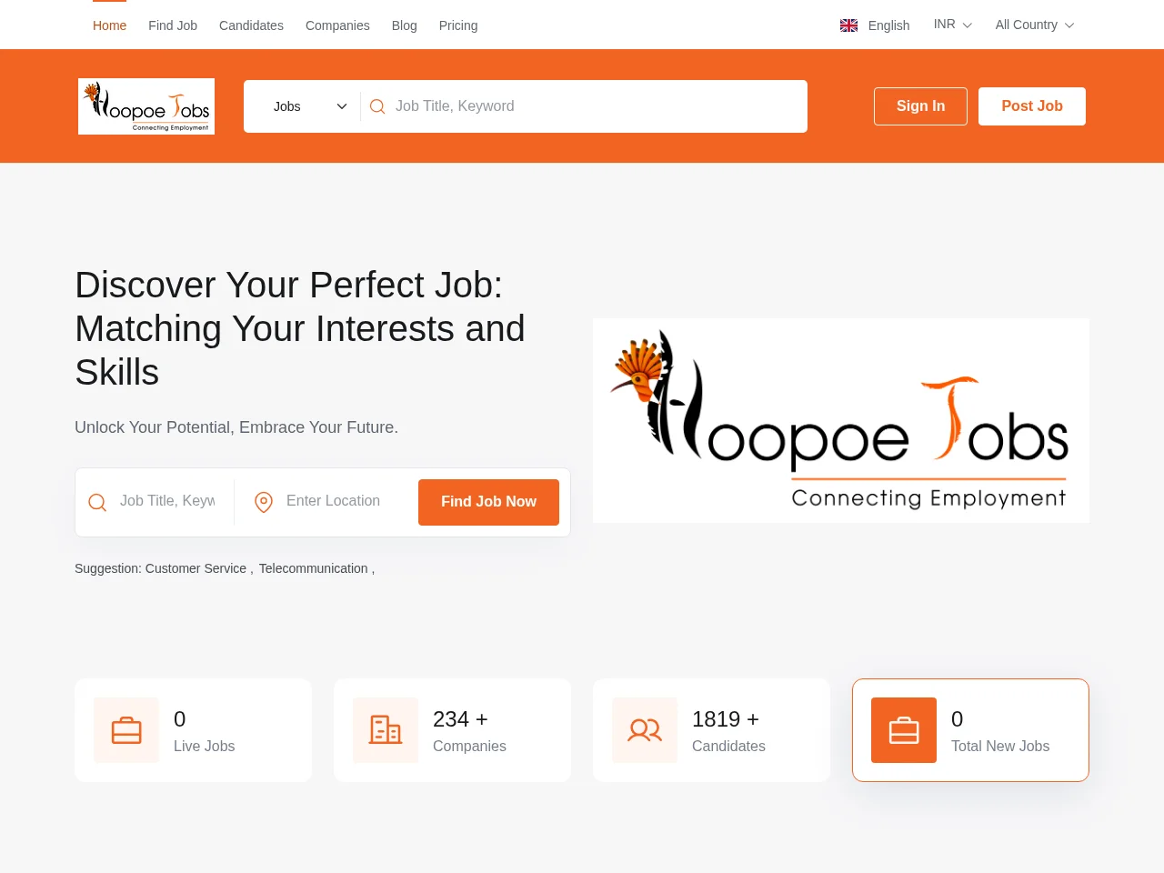 HoopoeJobs website screenshot