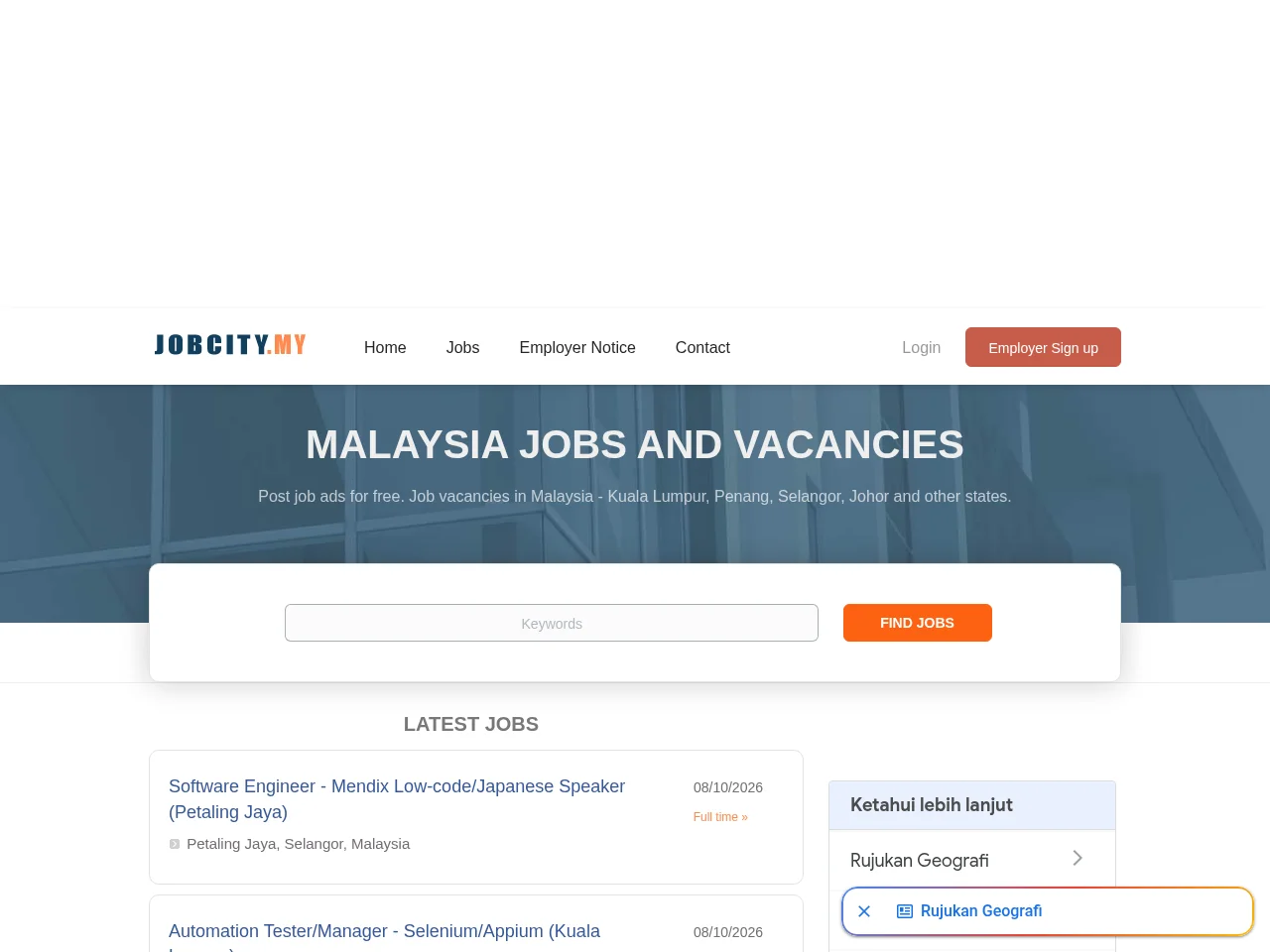 JobCity website screenshot