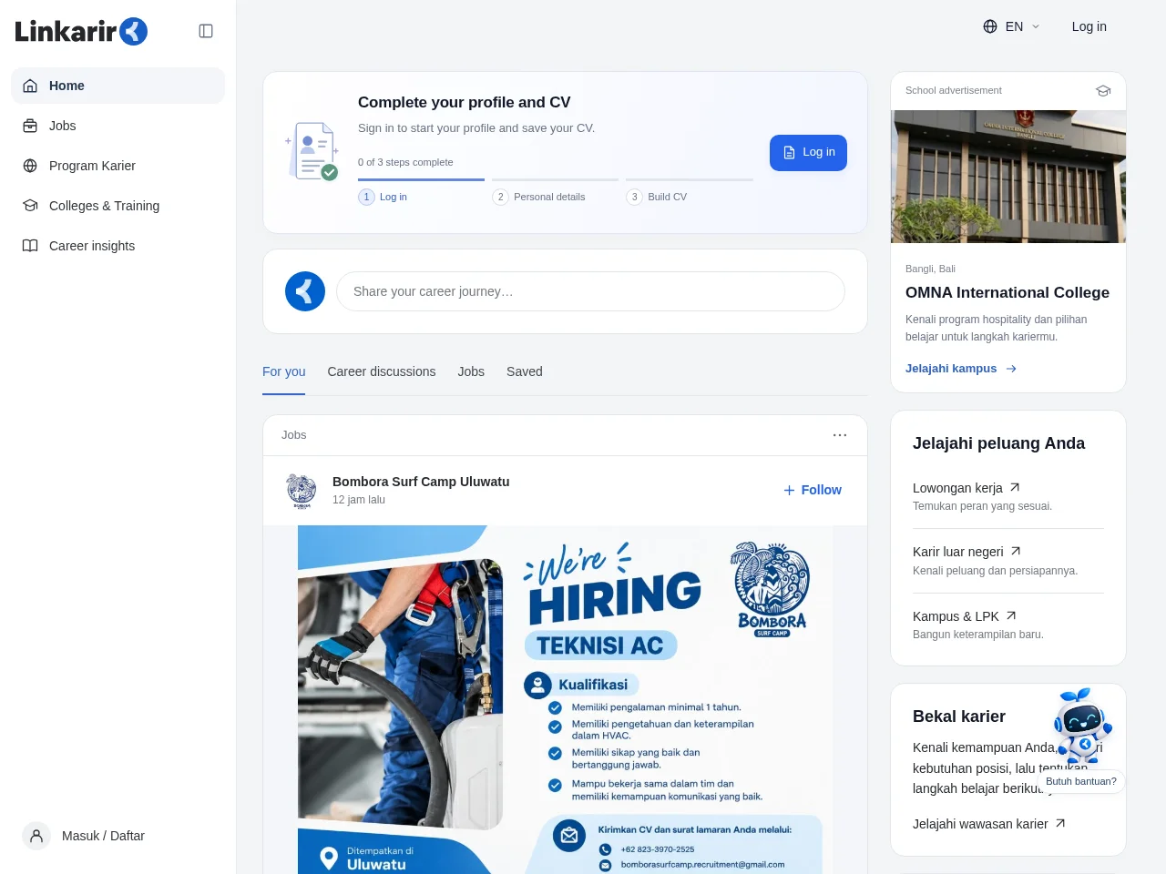 Linkarir website screenshot