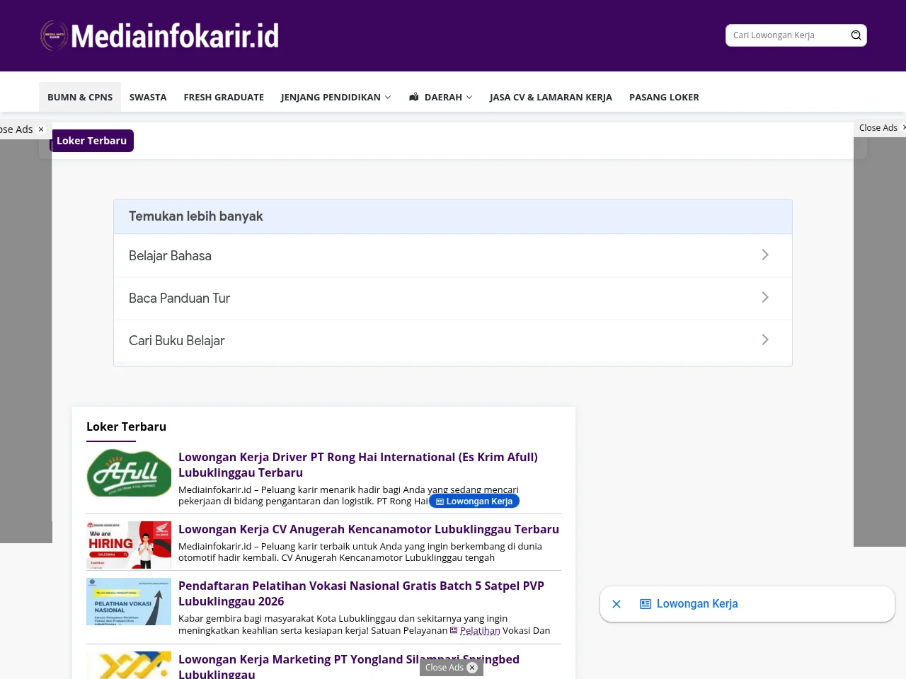 Mediainfokarir website screenshot