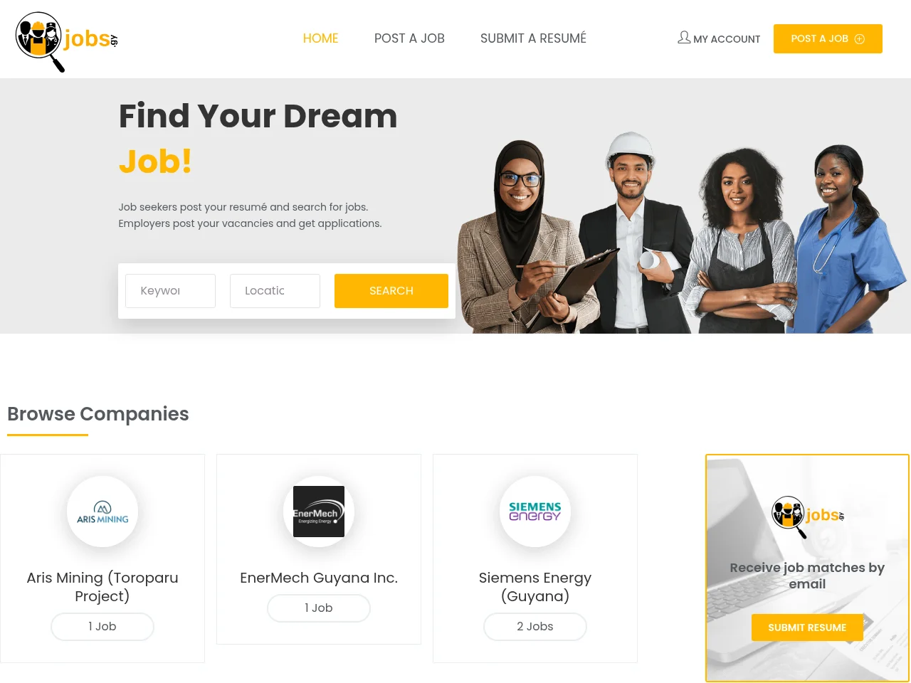 Jobs website screenshot