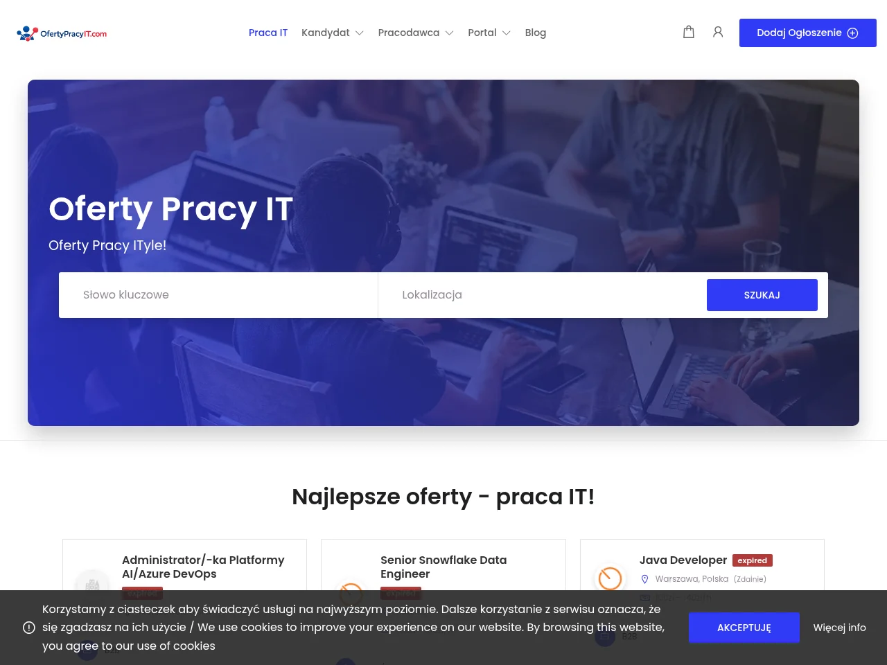 OfertyPracyIT website screenshot