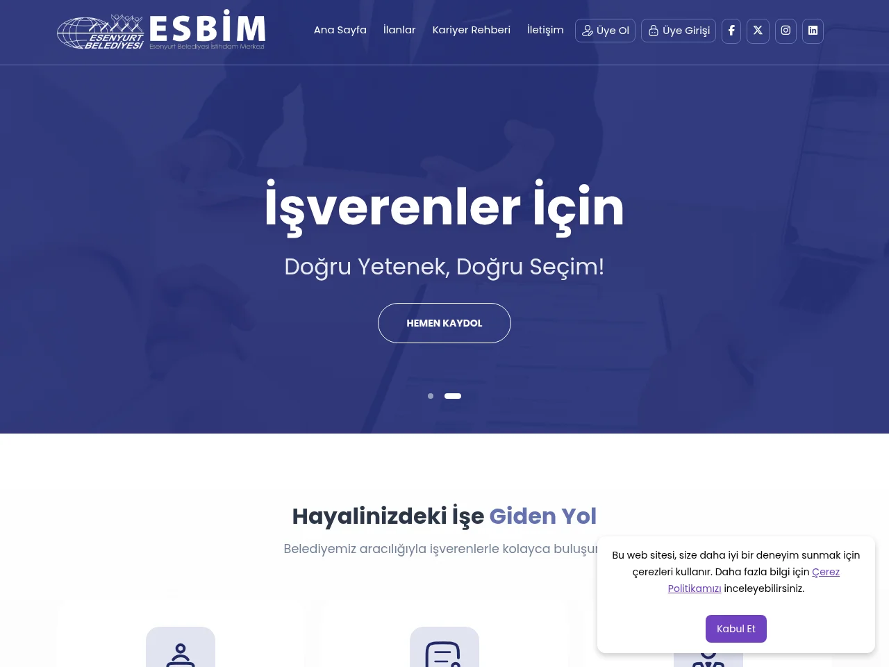 Esenyurt Belediyesi İstihdam Merkezi (ESBİM) website screenshot