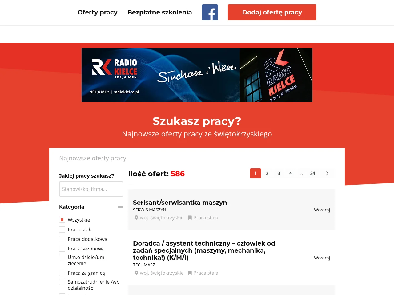 Projekt Praca Radio Kielce website screenshot
