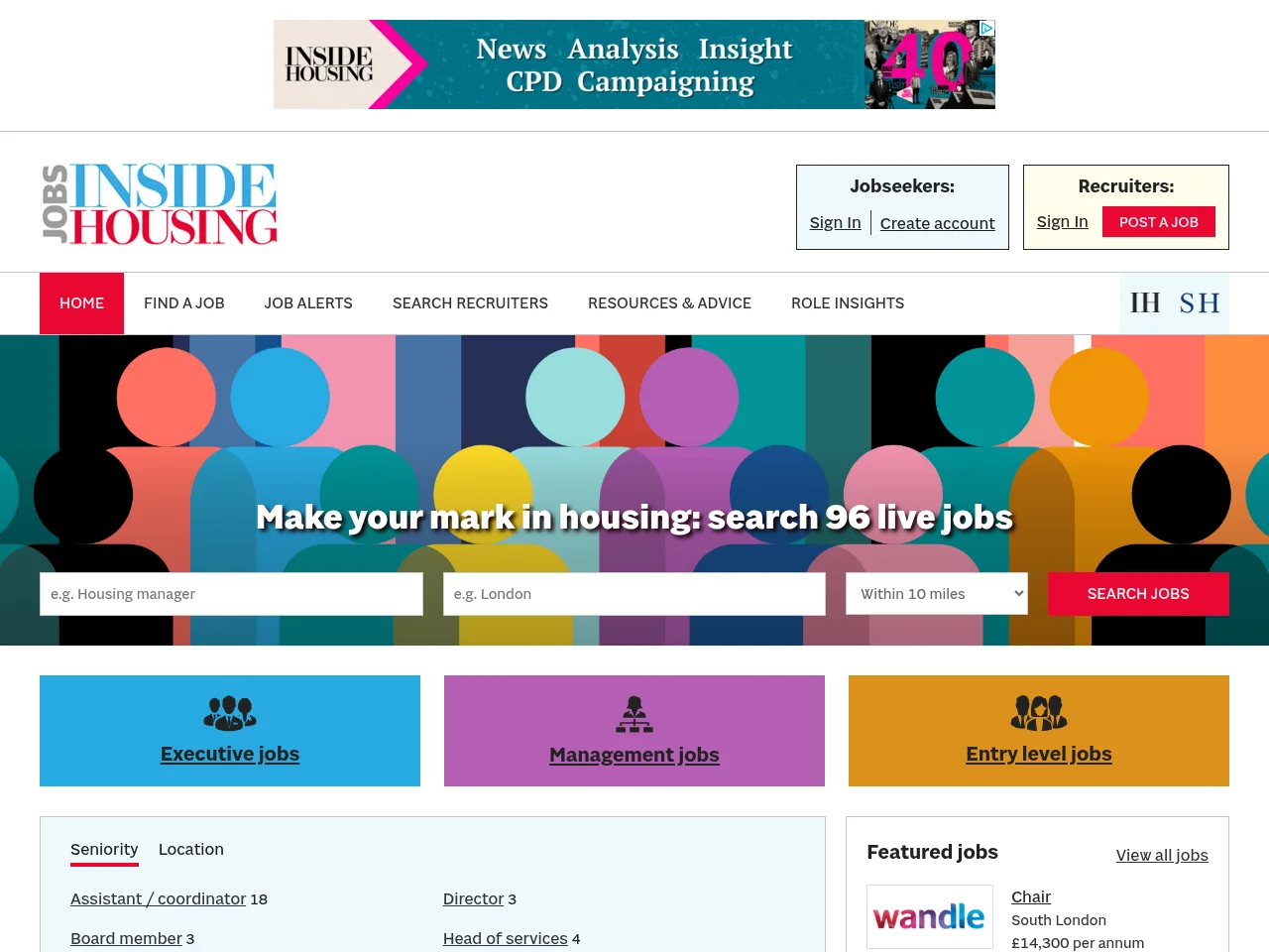 Jobs Inside Housing screenshot Jobs Inside Housing website screenshot