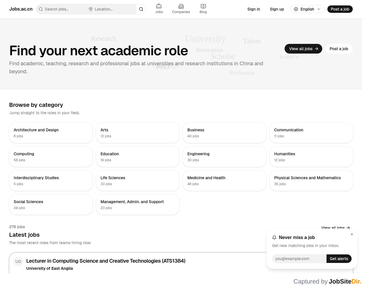 Jobs website screenshot
