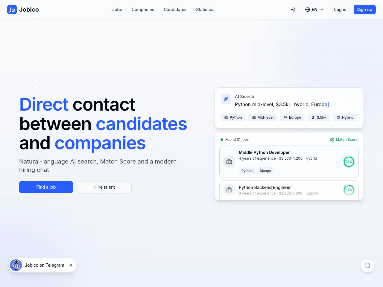 Jobico screenshot Jobico website screenshot