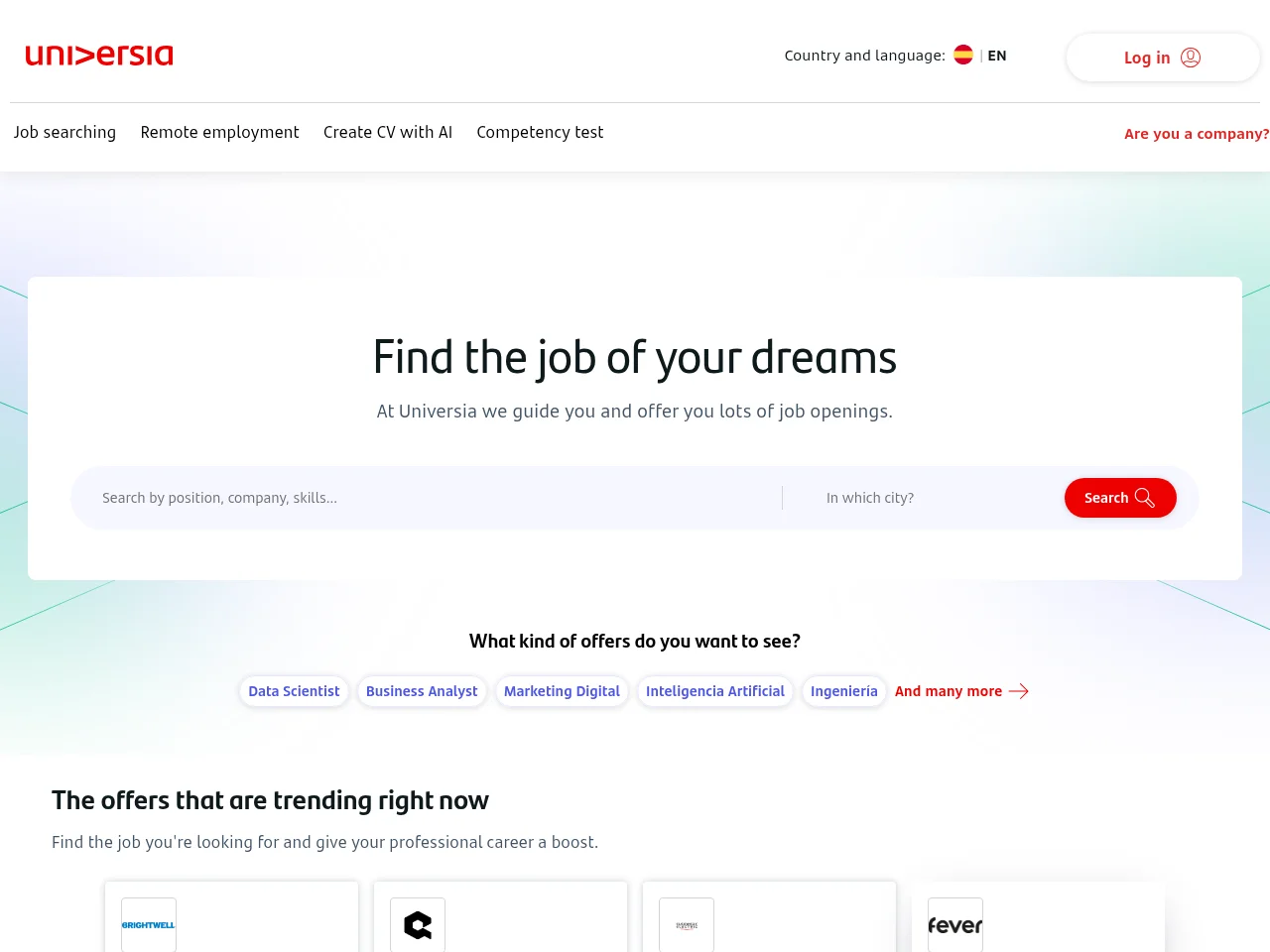 Universia website screenshot