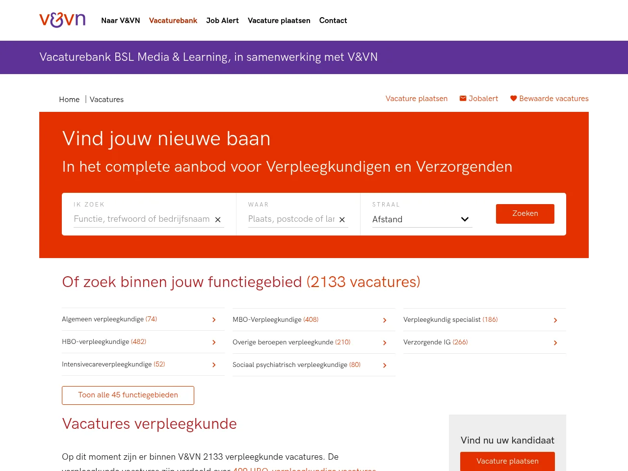 V&VN Vacatures screenshot V&VN Vacatures website screenshot