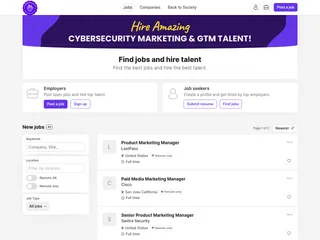 Cybersecurity Marketing Society Job Board screenshot preview Cybersecurity Marketing Society Job Board screenshot preview