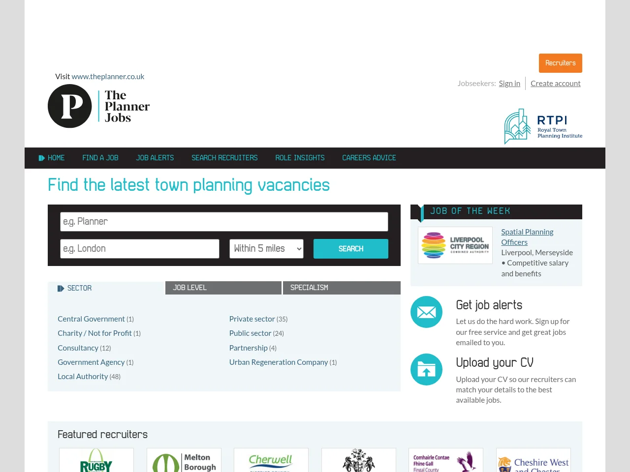The Planner Jobs screenshot The Planner Jobs website screenshot