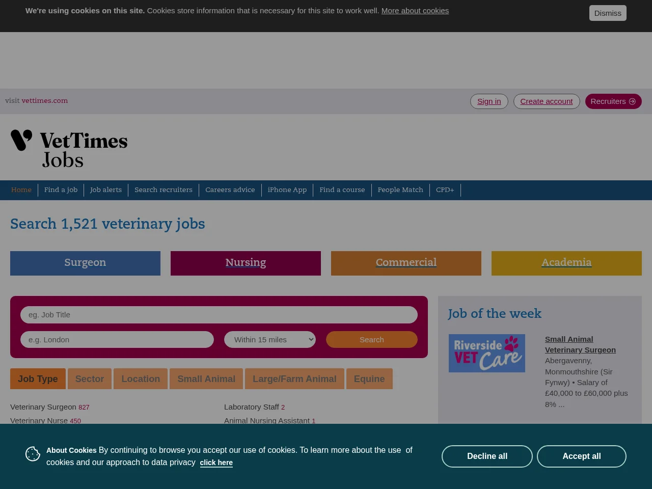 Vet Times Jobs screenshot Vet Times Jobs website screenshot