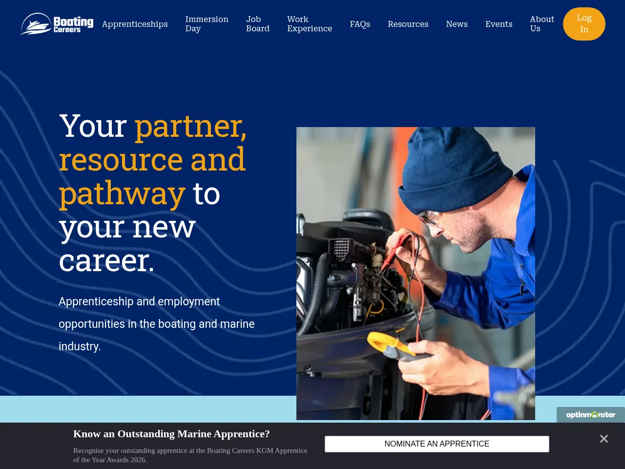 Boating Careers Australia website screenshot