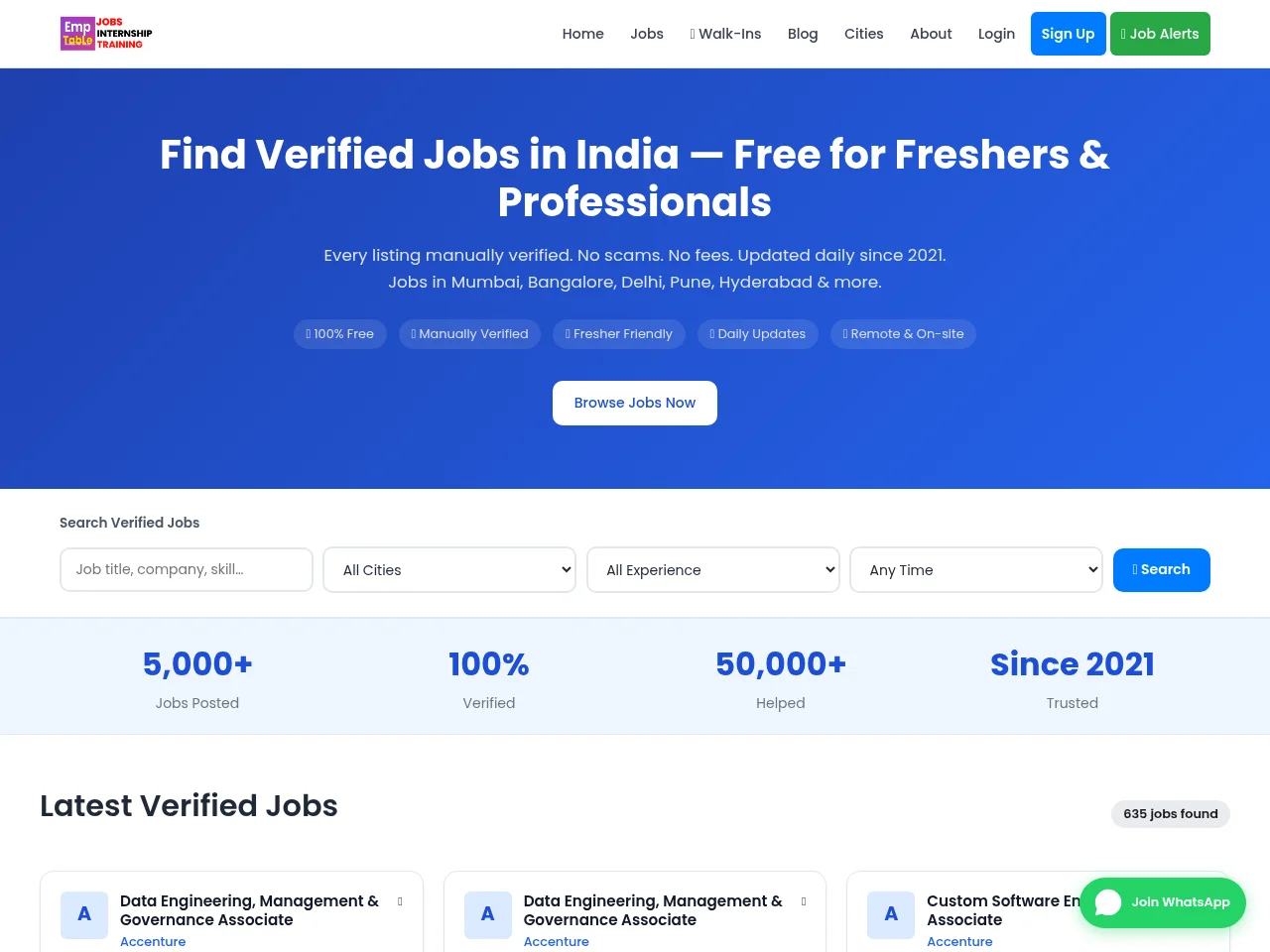 Employee Table website screenshot