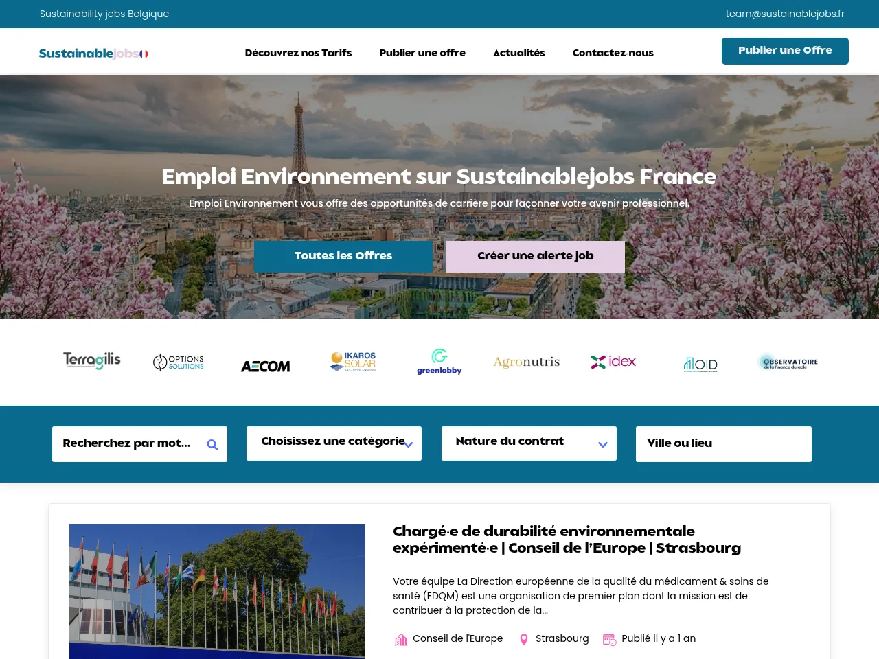 Sustainablejobs France website screenshot