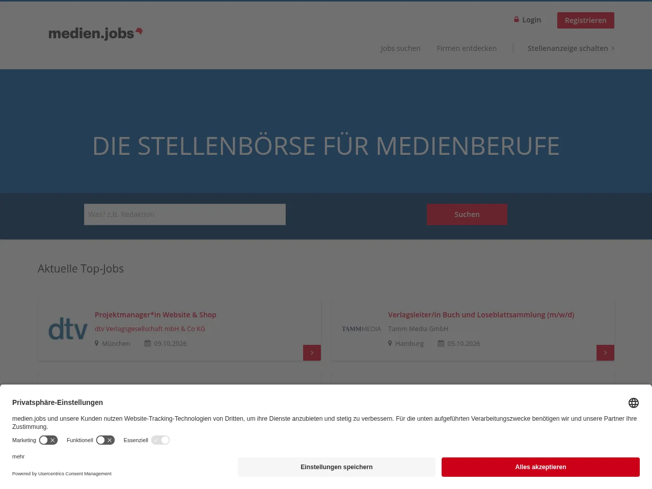 medienjobs screenshot medienjobs website screenshot