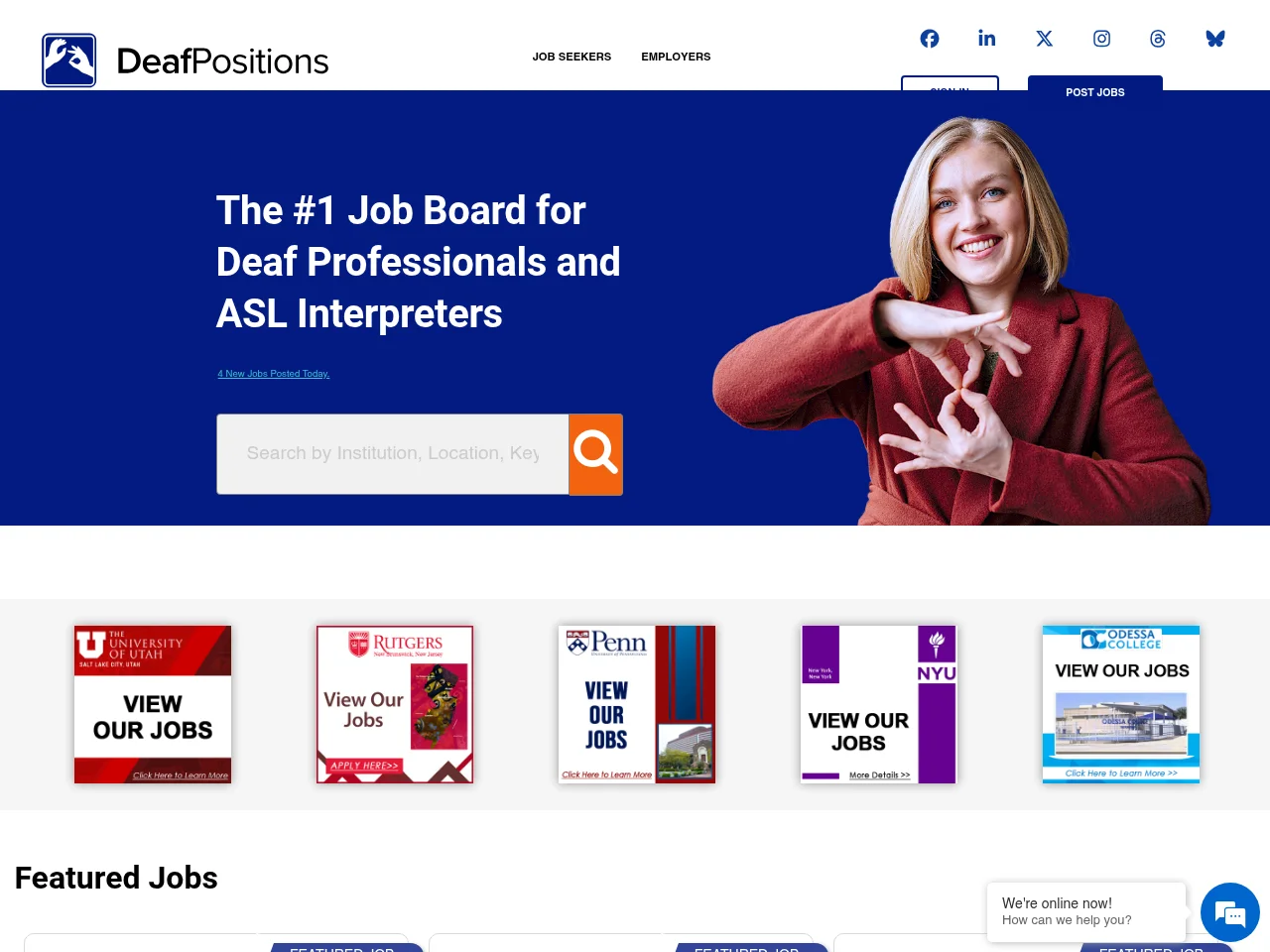 DeafPositions website screenshot
