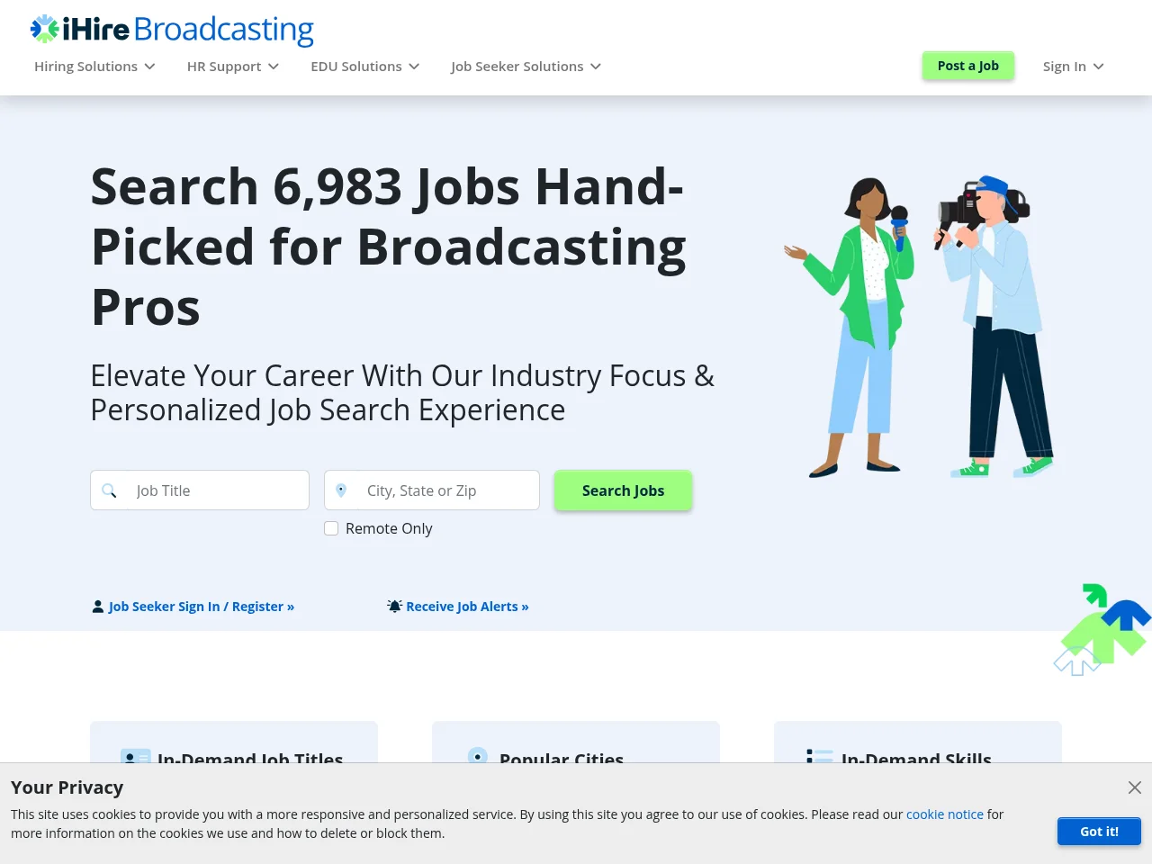 iHireBroadcasting website screenshot