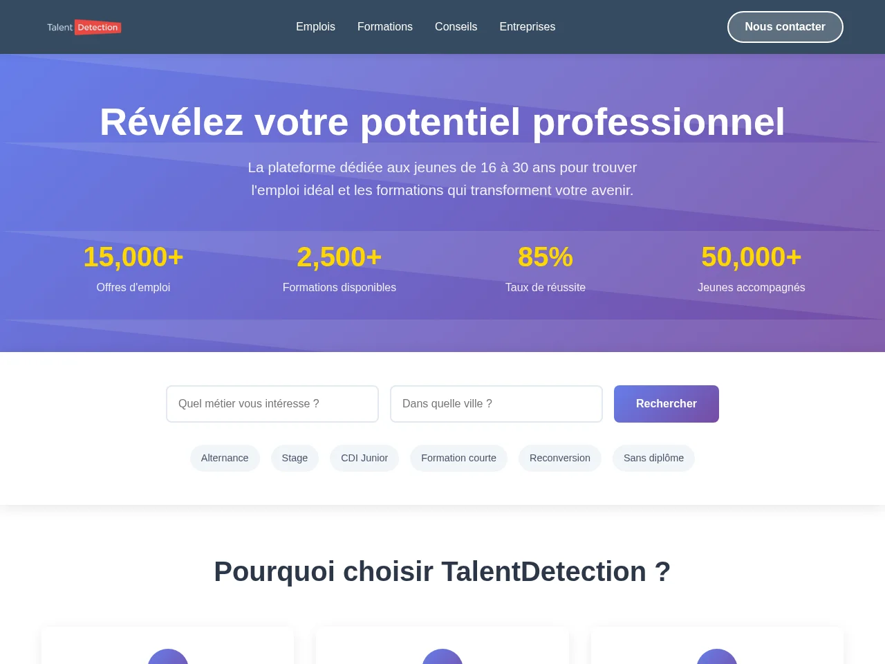 TalentDetection website screenshot
