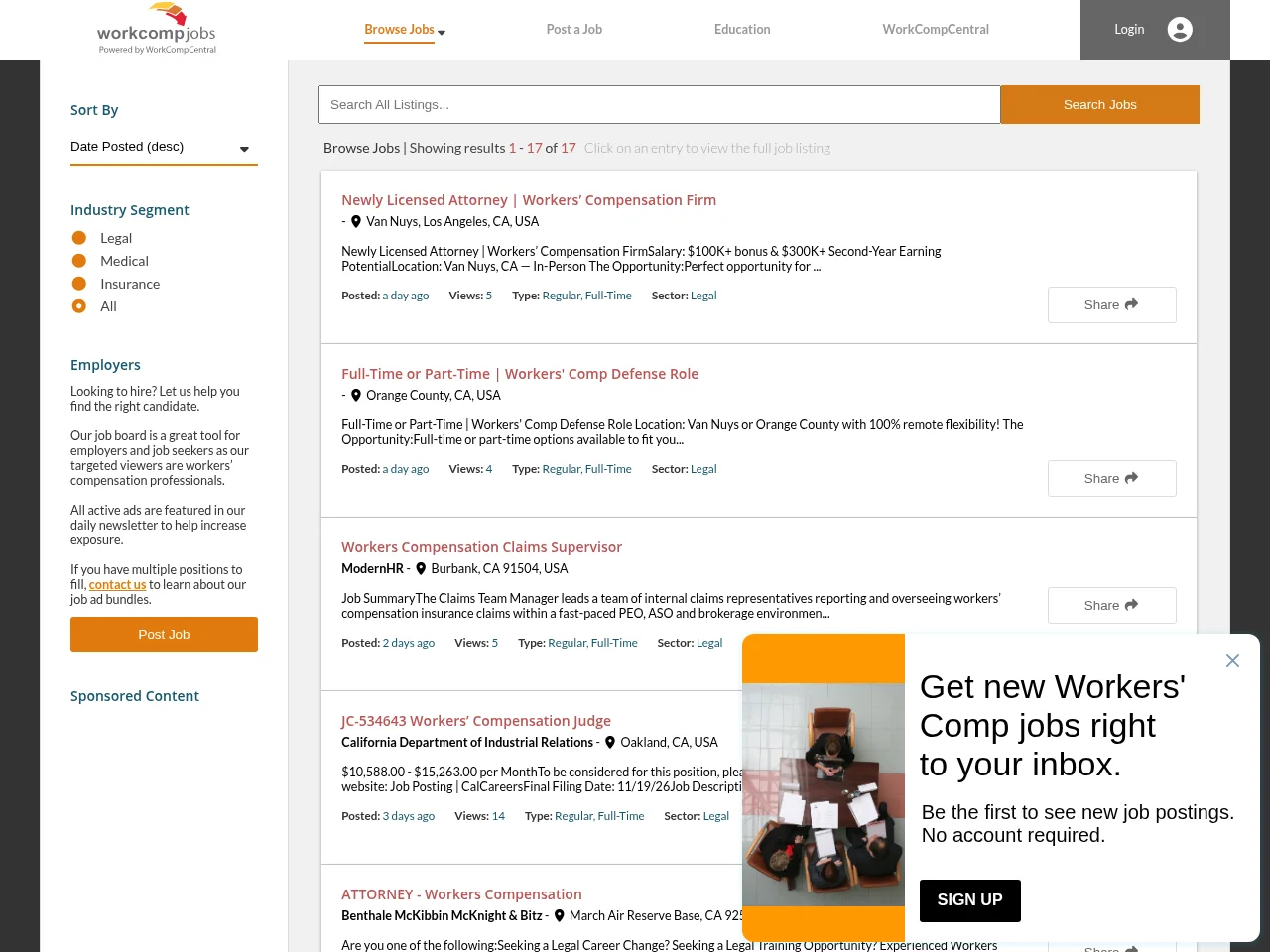 WorkCompJobs screenshot WorkCompJobs website screenshot