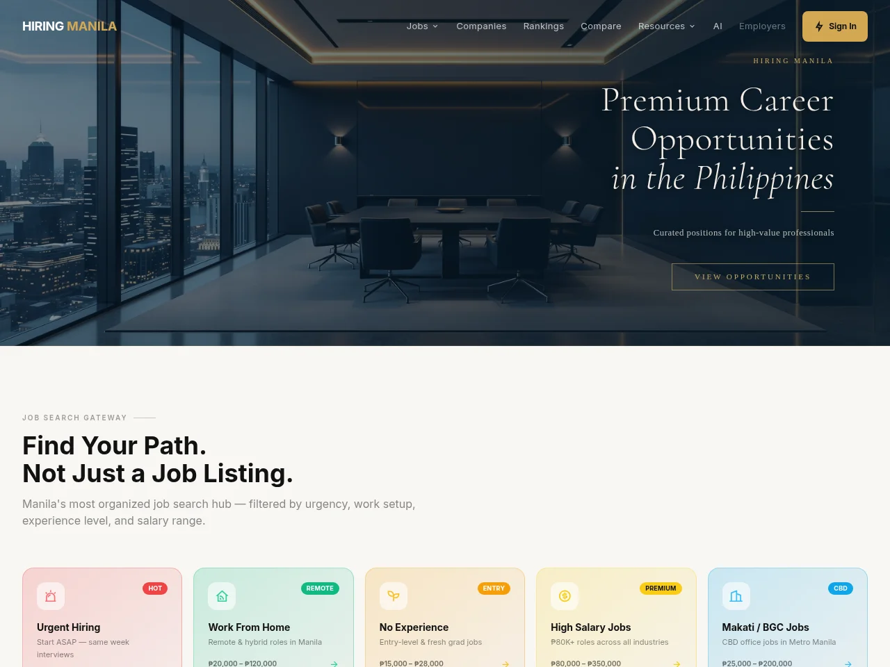HIRING MANILA website screenshot