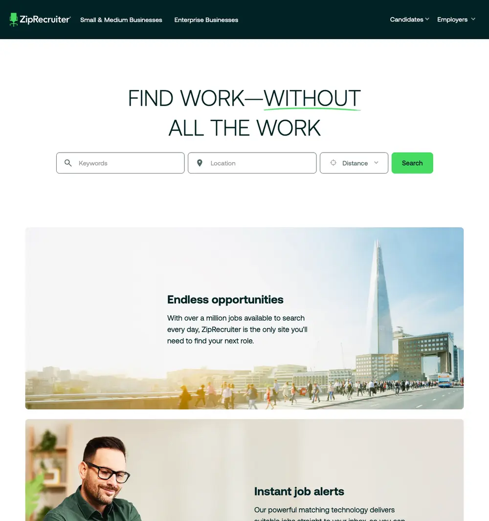 ZipRecruiter screenshot ZipRecruiter website screenshot