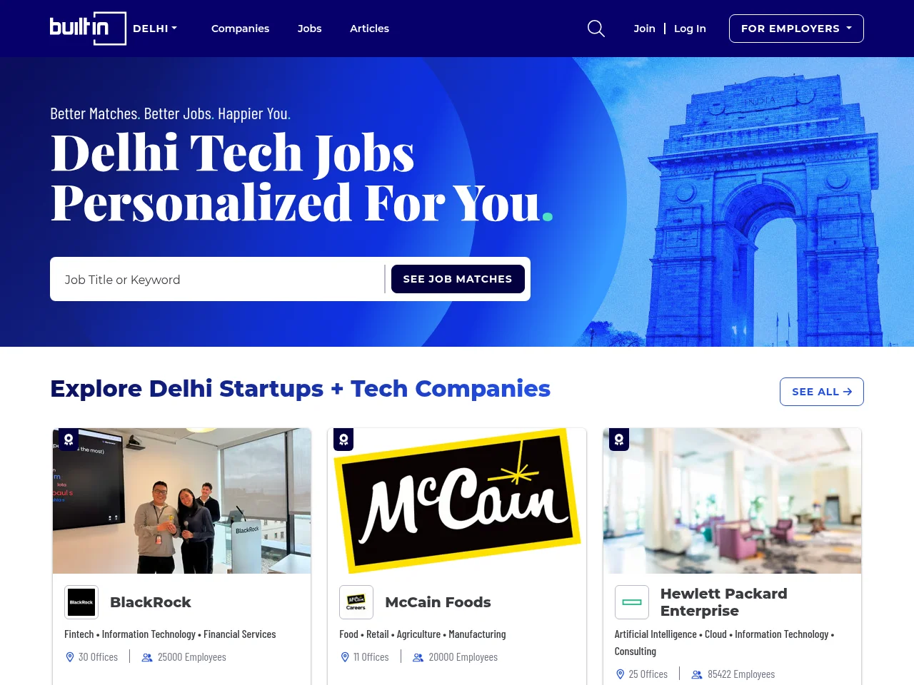 Built In Delhi screenshot Built In Delhi website screenshot