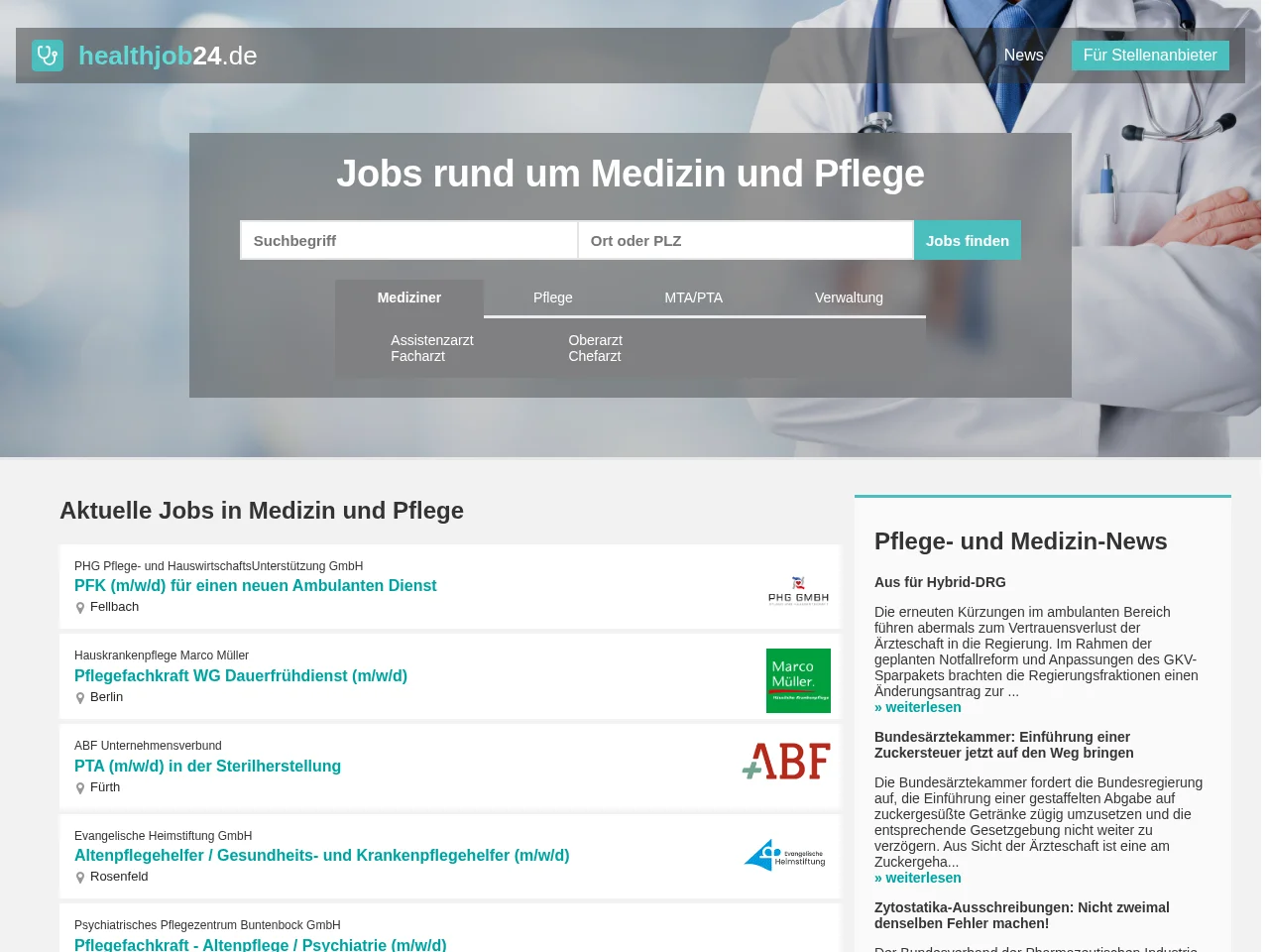 healthjob24 website screenshot