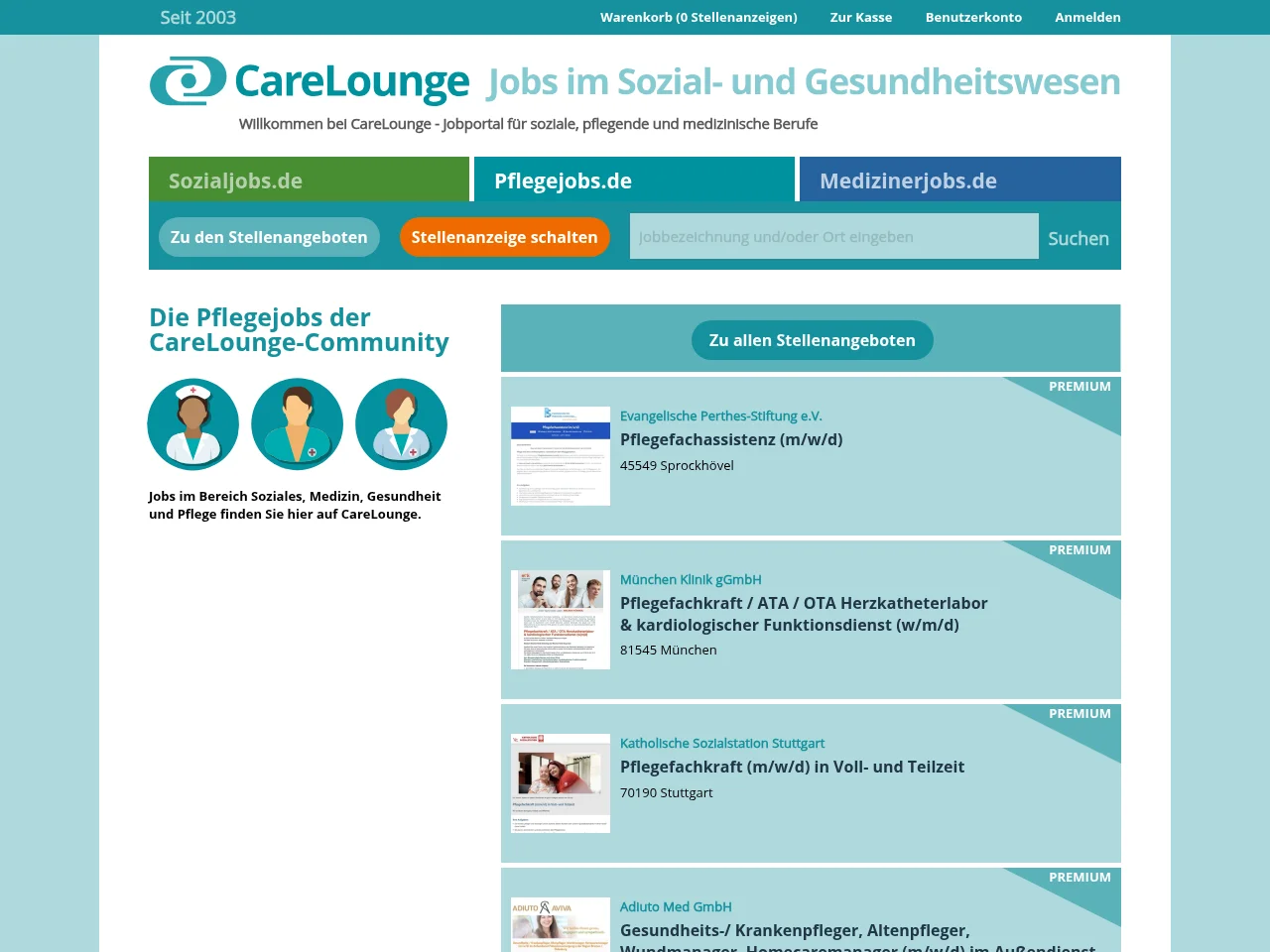 Pflegejobs website screenshot