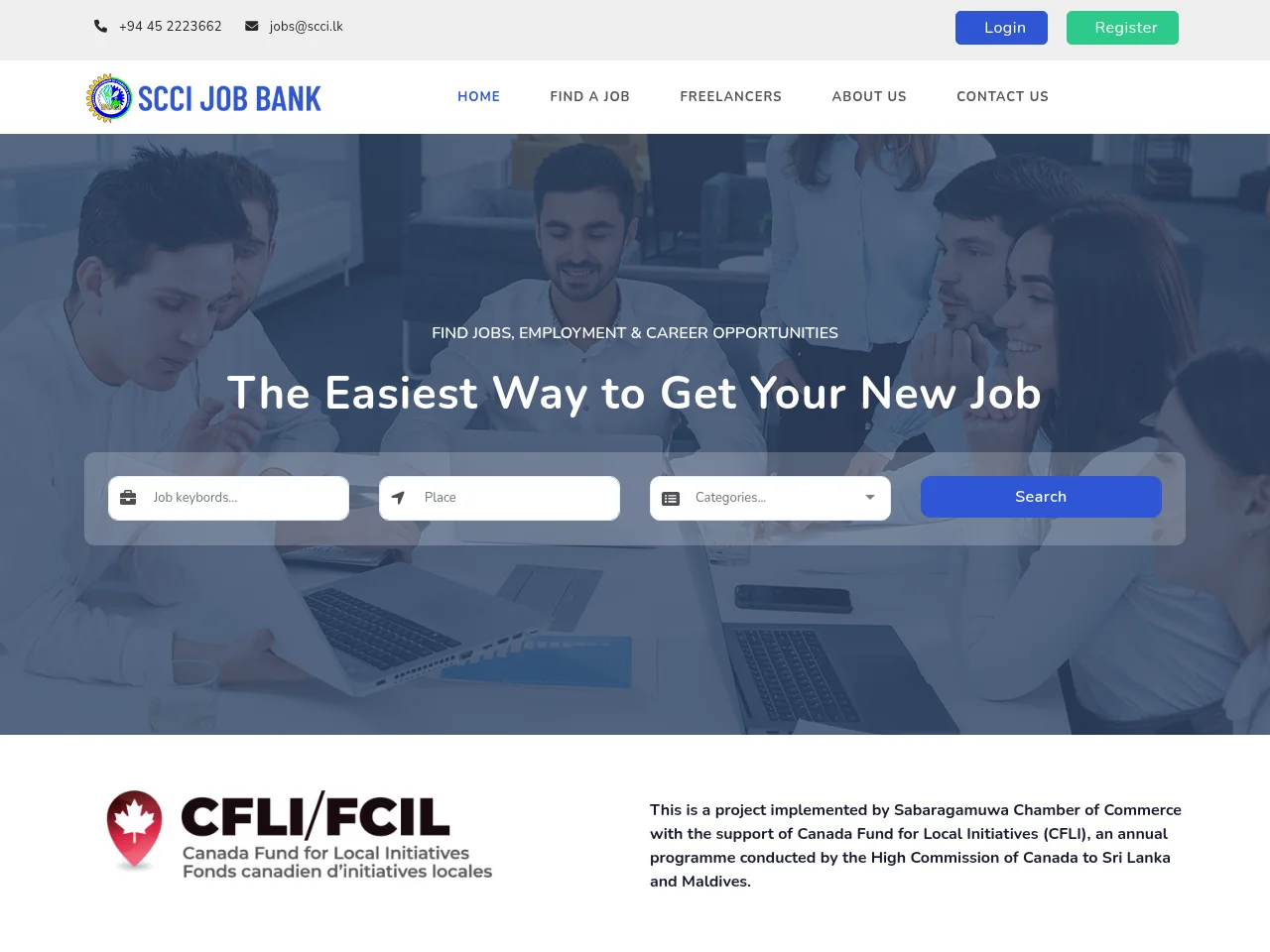 SCCI Job Bank website screenshot