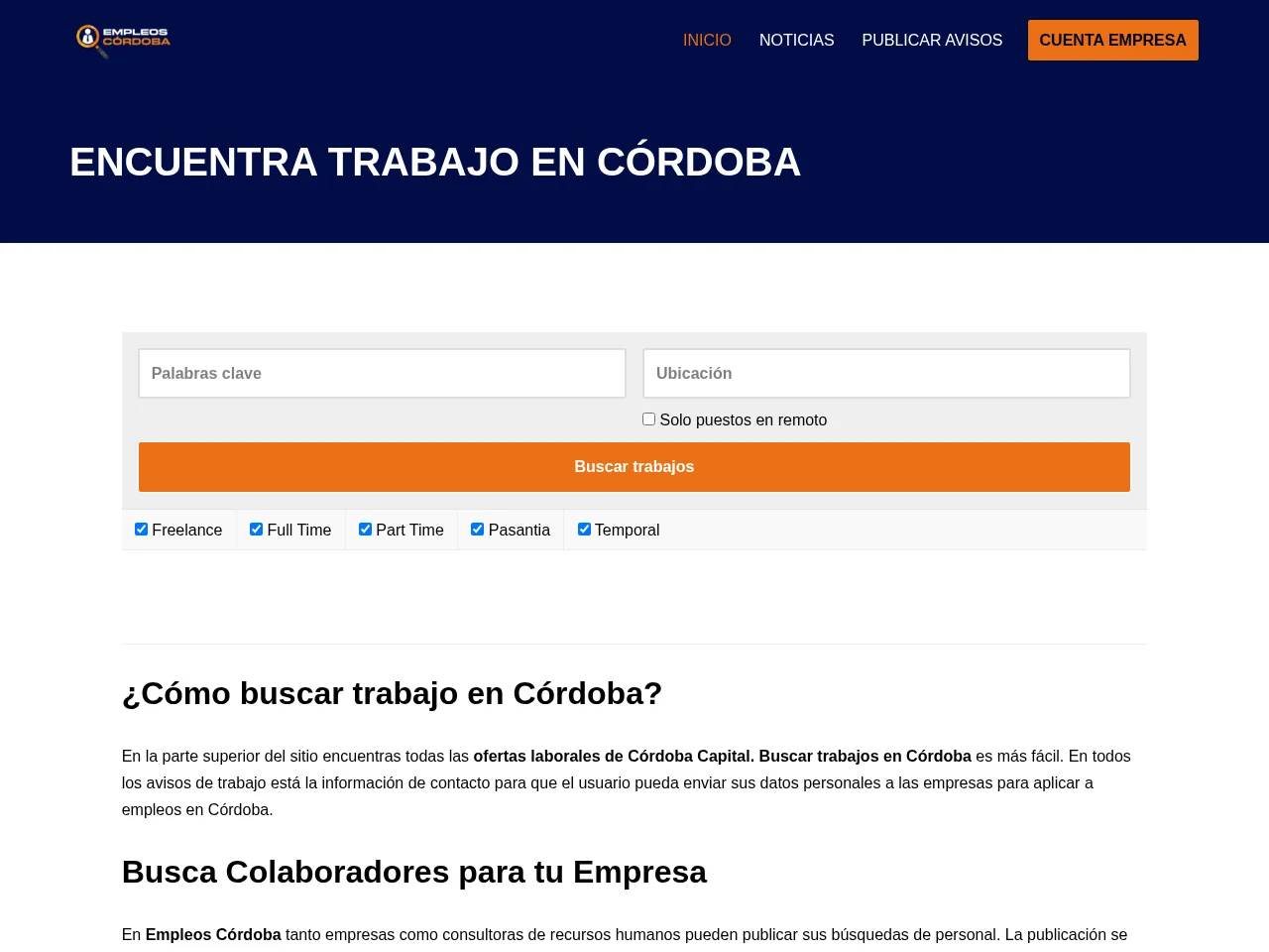 Córdoba Empleos screenshot Córdoba Empleos website screenshot