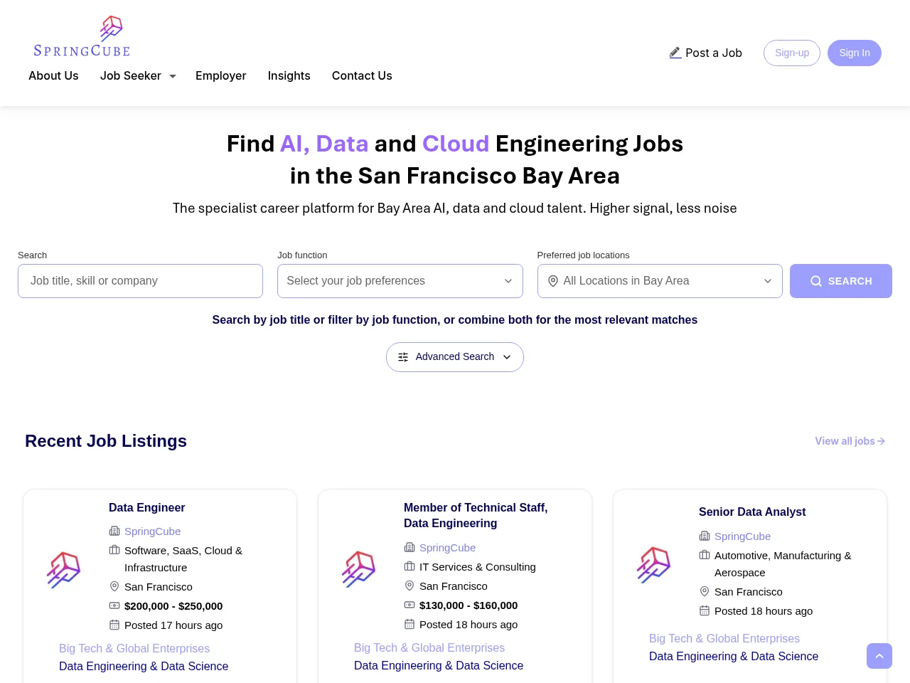 SpringCube screenshot SpringCube website screenshot