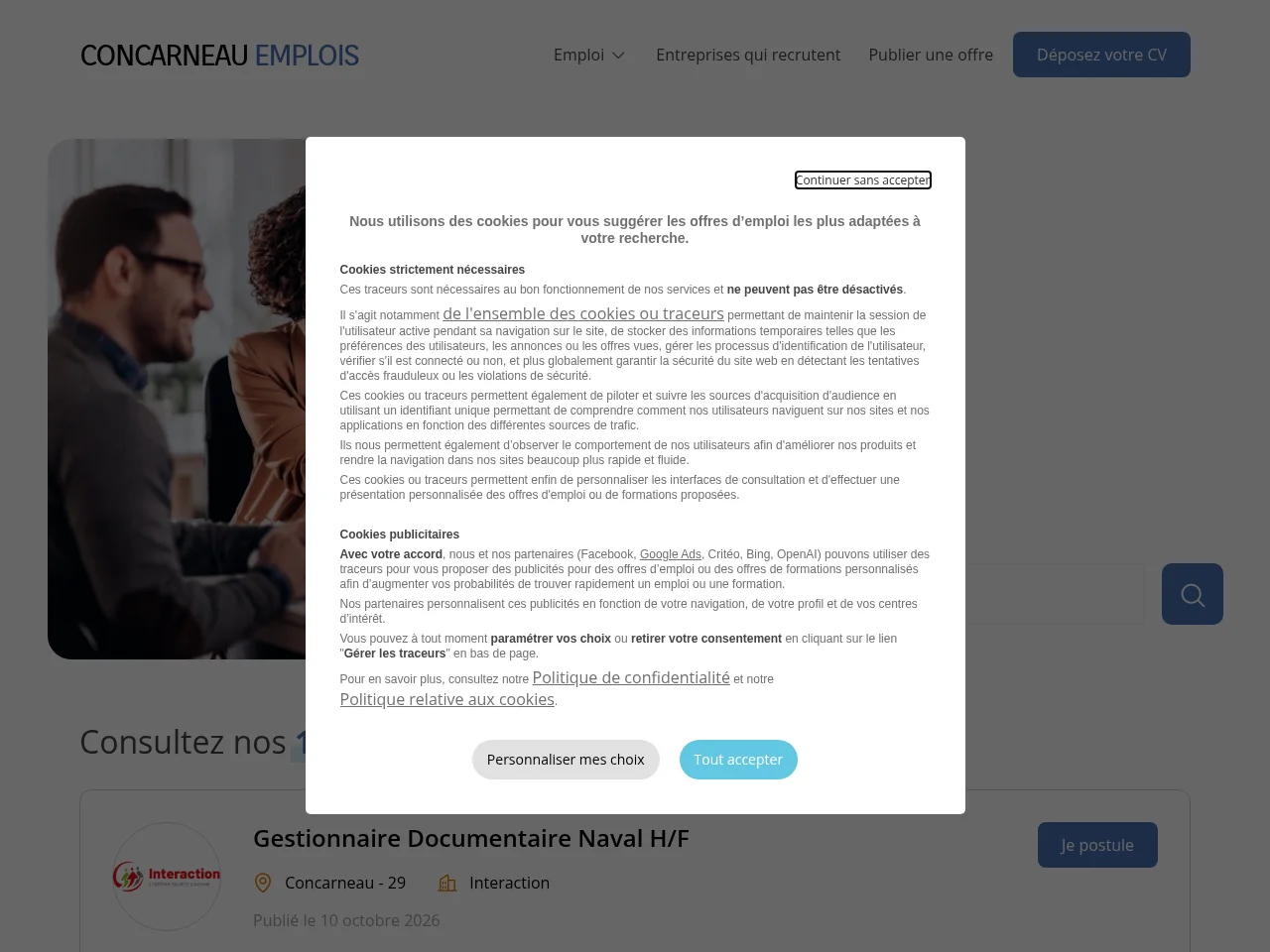 Concarneau Emplois screenshot Concarneau Emplois website screenshot
