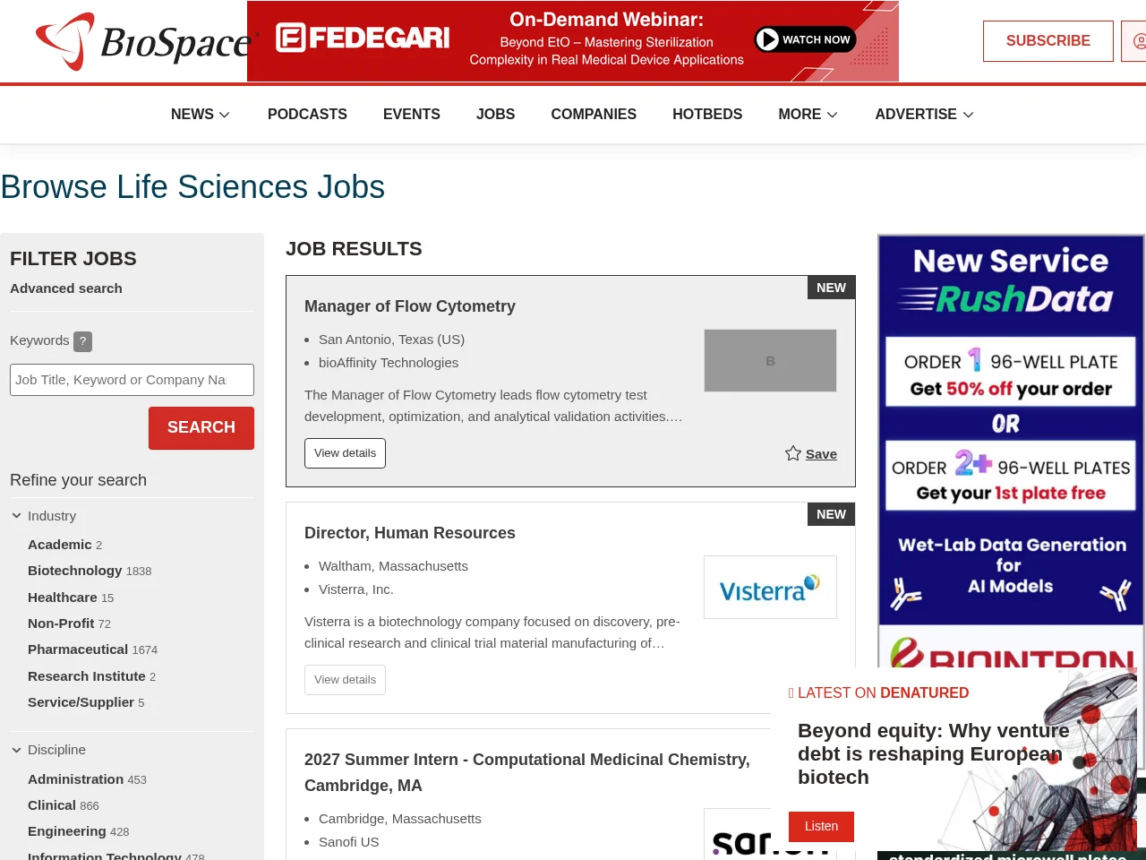 BioSpace screenshot BioSpace website screenshot