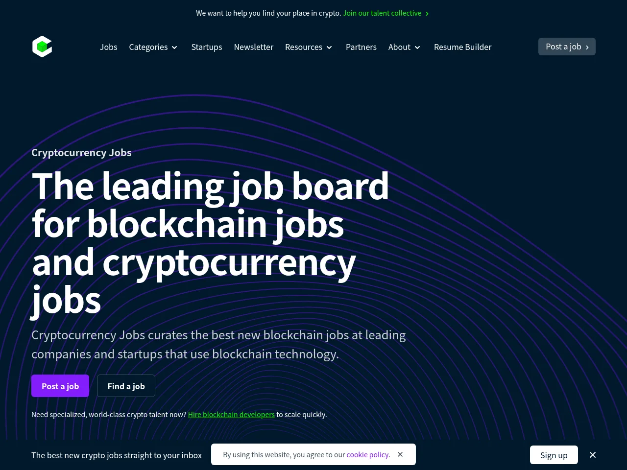 Cryptocurrency Jobs website screenshot