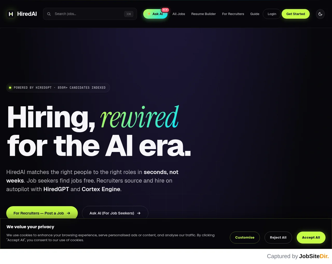 HiredAI website screenshot