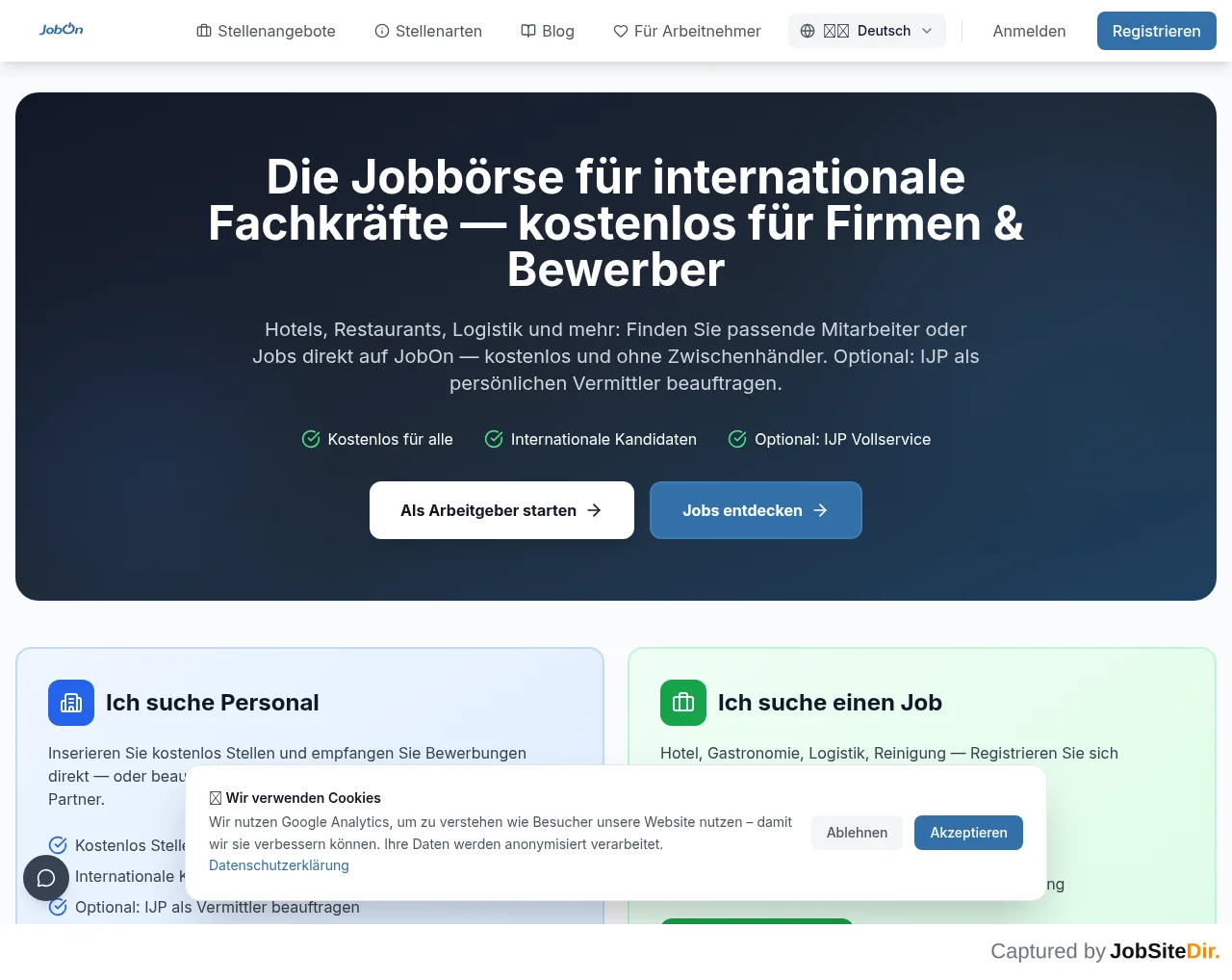 JobOn website screenshot