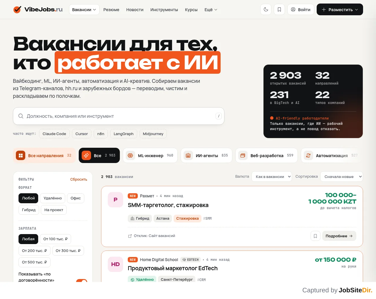 VibeJobs website screenshot