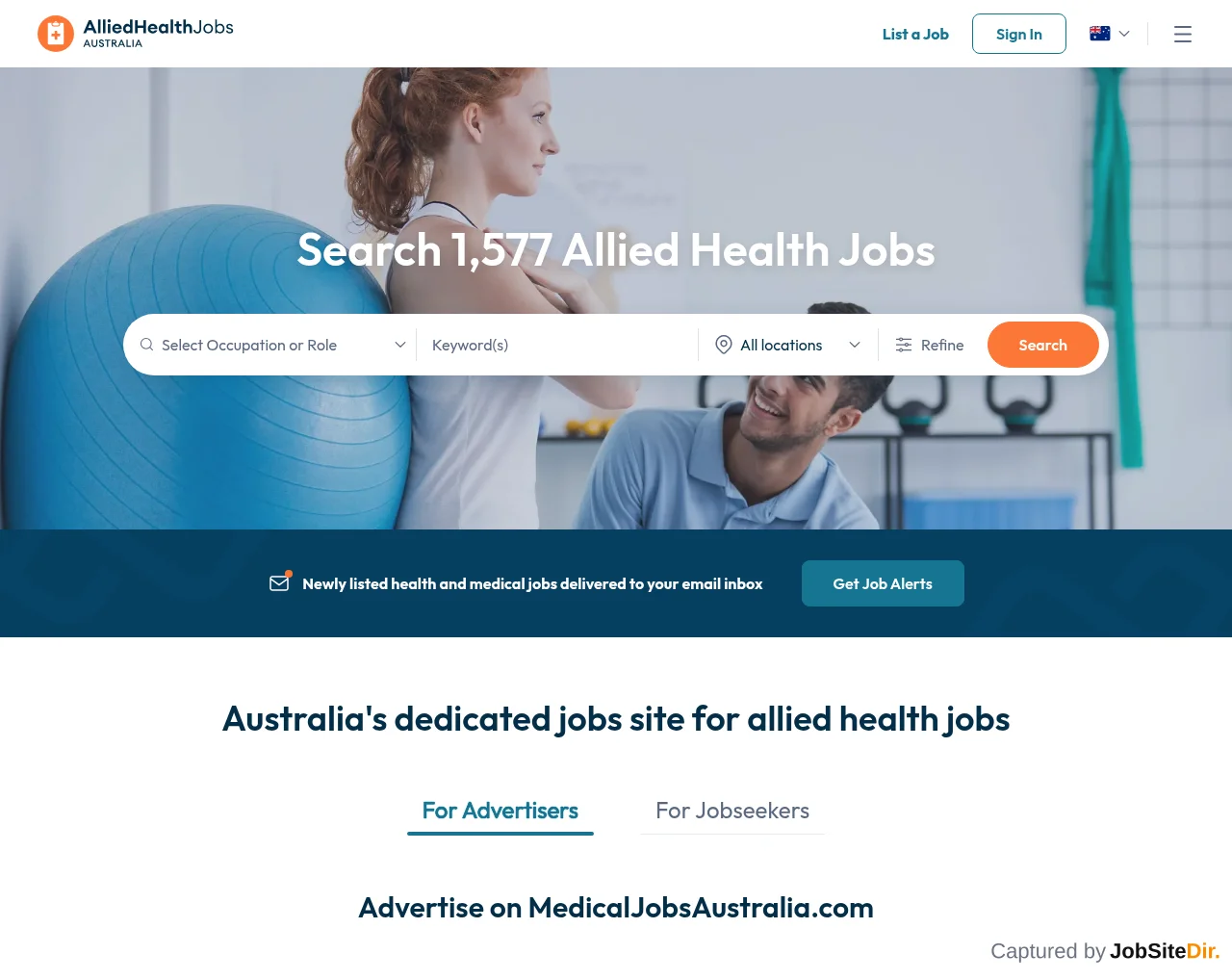 Allied Health Jobs Australia screenshot Allied Health Jobs Australia website screenshot