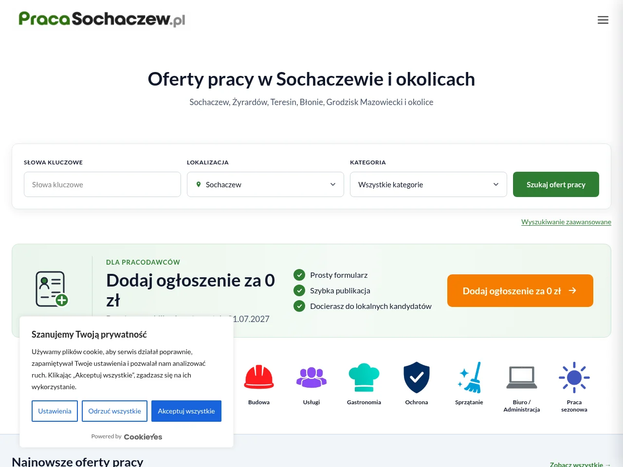 Praca Sochaczew website screenshot