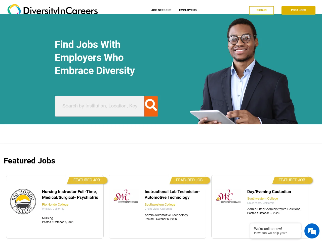 Diversity in Careers website screenshot