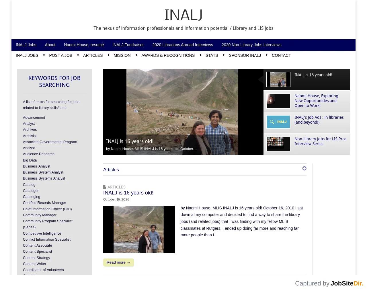 INALJ website screenshot