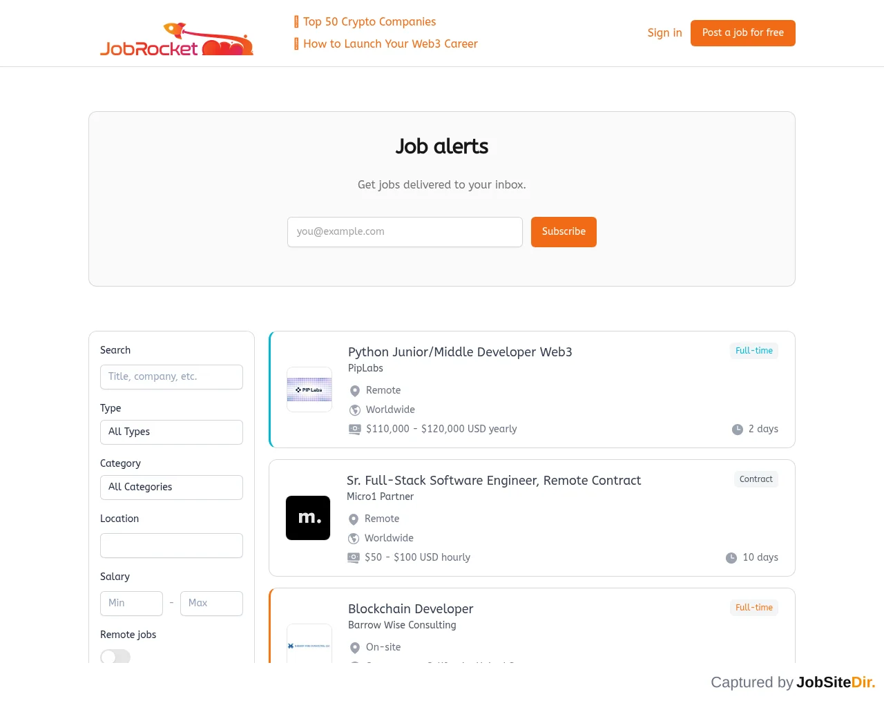 Job Rocket website screenshot