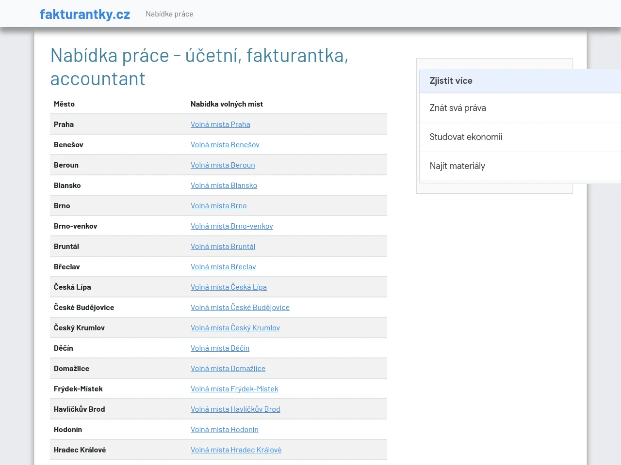 Fakturantky website screenshot