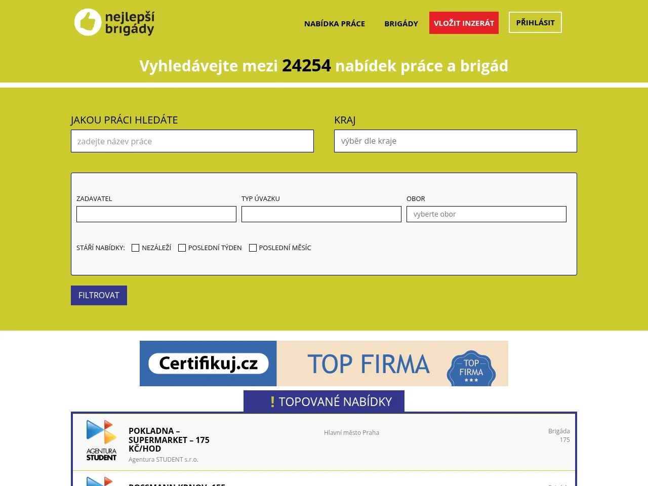 Nejlepsibrigady website screenshot