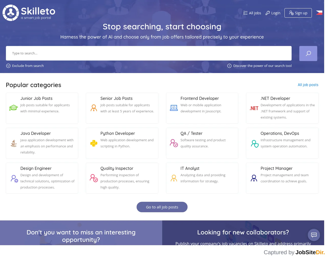 Skilleto website screenshot